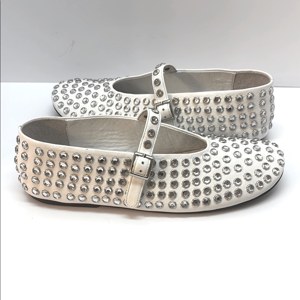 Tony Bianco White Studded Flats